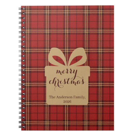 Red Plaid Christmas Festive Pattern -  Notitieboek (Voorkant)