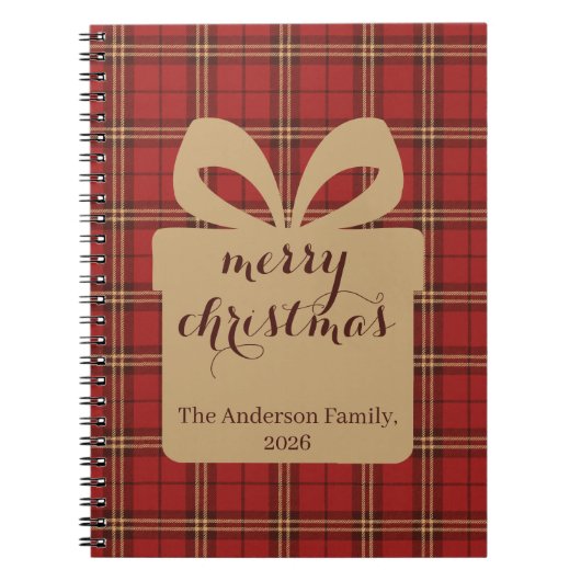 Red Plaid Christmas Festive Pattern -  Notitieboek (Voorkant)
