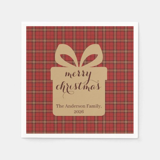 Red Plaid Christmas Festive Pattern - Servet (Voorkant)