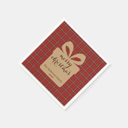 Red Plaid Christmas Festive Pattern - Servet (Hoek)