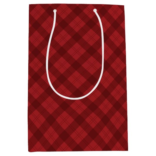 Red Plaid Christmas Gift Medium Cadeauzakje (Voorkant)