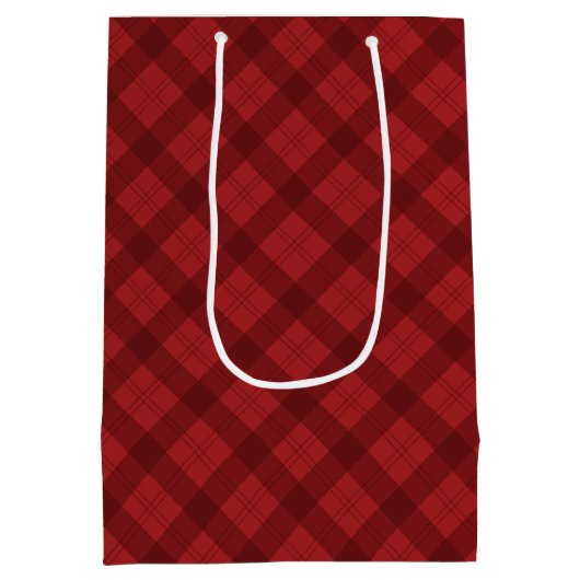 Red Plaid Christmas Gift Medium Cadeauzakje (Achterkant)