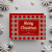 Red Plaid Christmas Gold Folie Feestdagenkaart