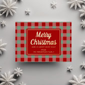 Red Plaid Christmas Gold Folie Feestdagenkaart