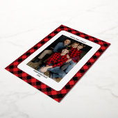 Red Plaid Christmas Invitation | Photo Foil Folie Uitnodiging (Gedraaid)