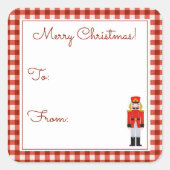 Red Plaid Christmas Notenkraker van/naar Vierkante Sticker (Voorkant)