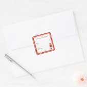 Red Plaid Christmas Notenkraker van/naar Vierkante Sticker (Envelop)