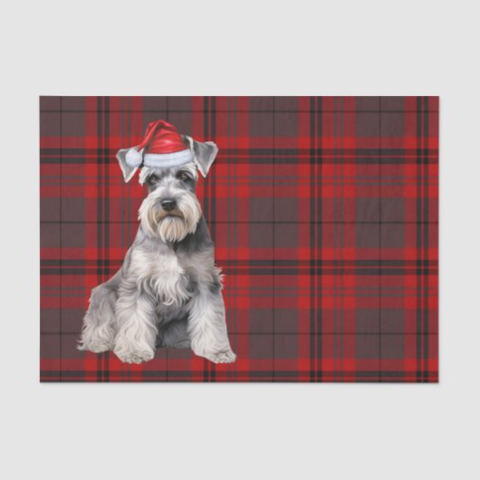 Red Plaid Christmas Schnauzer Dog Holiday Tissuepapier (Voorkant)