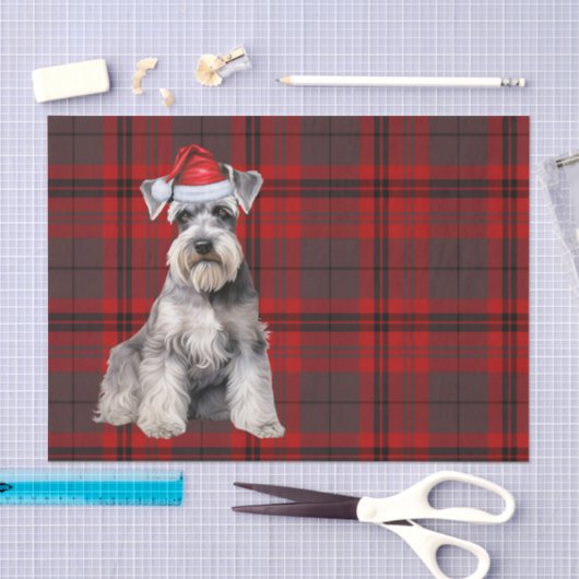 Red Plaid Christmas Schnauzer Dog Holiday Tissuepapier (Craft)