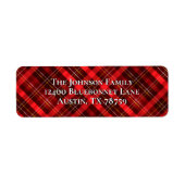 Red Plaid Christmas Tartan Retouradres Etiket (Voorkant)