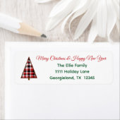 Red Plaid Christmas Tree Retouradres Label (Insitu)