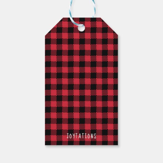 Red Plaid Christmas Truck Label Cadeaulabel (Achterkant)