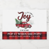 Red Plaid Christmas Truck Pop het als ze Poppen Sparkling Wijnetiket (Enkel label)