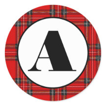 Red Plaid - Circle Sticker