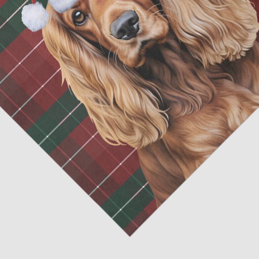 Red Plaid Cocker Spaniel Dog Christmas Tissuepapier (Detail)