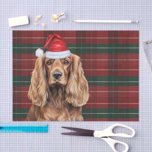 Red Plaid Cocker Spaniel Dog Christmas Tissuepapier (Craft)
