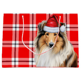 Red Plaid Collie Hondenliefhebber Holiday Groot Cadeauzakje