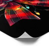Red Plaid Coquette Bow Christmas Lights Xmas Pajam Poster (Hoek)