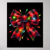 Red Plaid Coquette Bow Christmas Lights Xmas Pajam Poster (Voorkant)