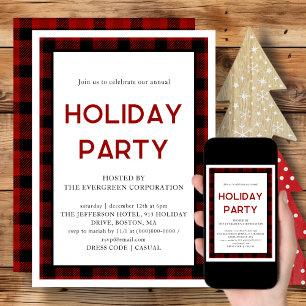 Red Plaid   Corporate Holiday Party uitnodiging