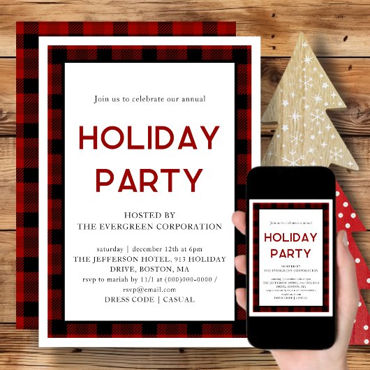 Red Plaid | Corporate Holiday Party uitnodiging