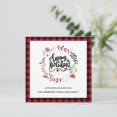 Red Plaid Corporate Logo QR Code Vakantie Kaart (Staand voorkant)