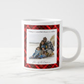  Red Plaid Cozy Christmas Rustic Monogram 2 Photo Grote Koffiekop (Rechts)