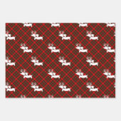 Red Plaid Dachshund-thema Kerstmis Inpakpapier Vel (Voorkant 2)