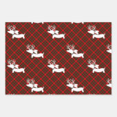 Red Plaid Dachshund-thema Kerstmis Inpakpapier Vel (Voorkant)