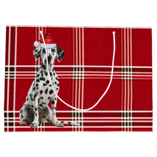 Red Plaid Dalmatian Dog Lover Holiday Groot Cadeauzakje (Achterkant)