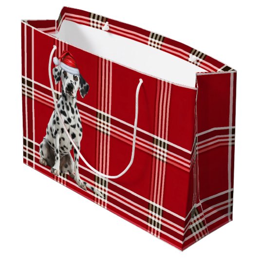 Red Plaid Dalmatian Dog Lover Holiday Groot Cadeauzakje (Achterkant Gekanteld)