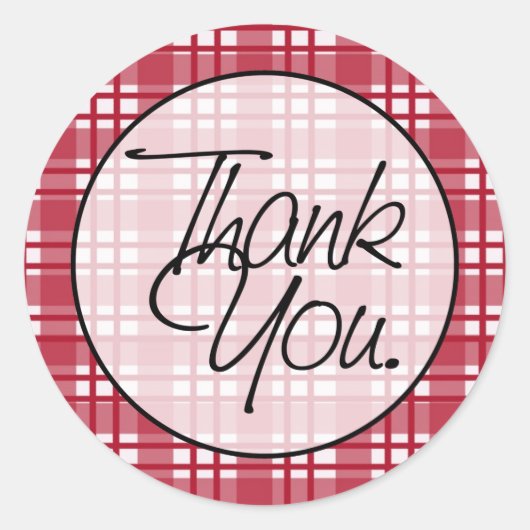 Red Plaid | Dank u Ronde Sticker (Voorkant)