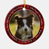 Red Plaid Dog Memorial Photo Forever Loved Keramisch Ornament (Voorkant)
