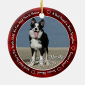 Red Plaid Dog Memorial Photo Forever Loved Keramisch Ornament (Achterkant)