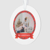 Red Plaid Elegant Onze eerste kerst als Mr & Mrs. Ornament (voorkant)