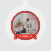 Red Plaid Elegant Onze eerste kerst als Mr & Mrs. Ornament (voorkant)
