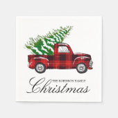 Red Plaid Elegant Script Christmas  Truck Servet (Voorkant)