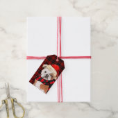 Red Plaid en Engelse Bulldog Kerstmis Cadeaulabel (Met Touw)