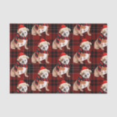 Red Plaid en Engelse Bulldog Kerstmis Tissuepapier (Voorkant)