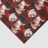 Red Plaid en Engelse Bulldog Kerstmis Tissuepapier (Detail)