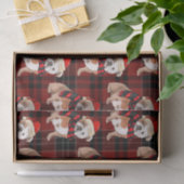 Red Plaid en Engelse Bulldog Kerstmis Tissuepapier (Geschenk)