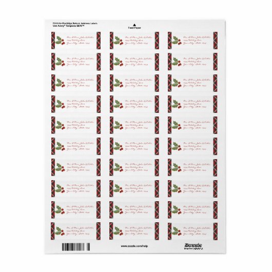 Red Plaid en Holly Etiket (Full Sheet)