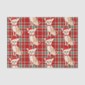 Red Plaid en Tan Chihuahua Kerstmis Tissuepapier (Voorkant)
