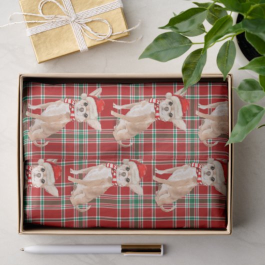 Red Plaid en Tan Chihuahua Kerstmis Tissuepapier (Geschenk)