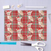Red Plaid en Tan Chihuahua Kerstmis Tissuepapier (Craft)