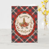 Red Plaid en Woodland Eenhoorn met gewei Kaart (Gele Bloem)
