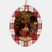 Red Plaid Family Christmas Keramisch Ornament (Rechts)