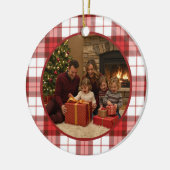 Red Plaid Family Christmas Keramisch Ornament (Links)