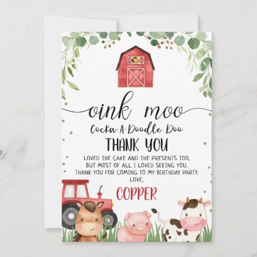 Red Plaid Foliage Boerderij Verjaardag Dank u kaar Kaart (Voorkant)