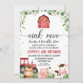 Red Plaid Foliage Boerderij Verjaardagsuitnodiging Kaart (Voorkant)